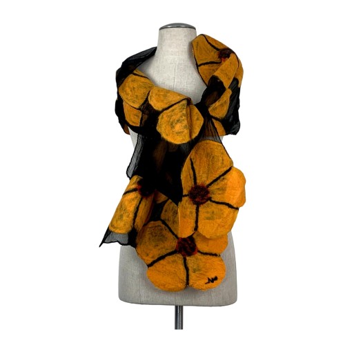 Black on Yellow Flower Scarf